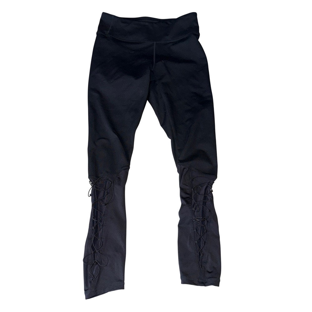 demi lovato fabletics Athletic Leggings Black Lace‎ Up Side